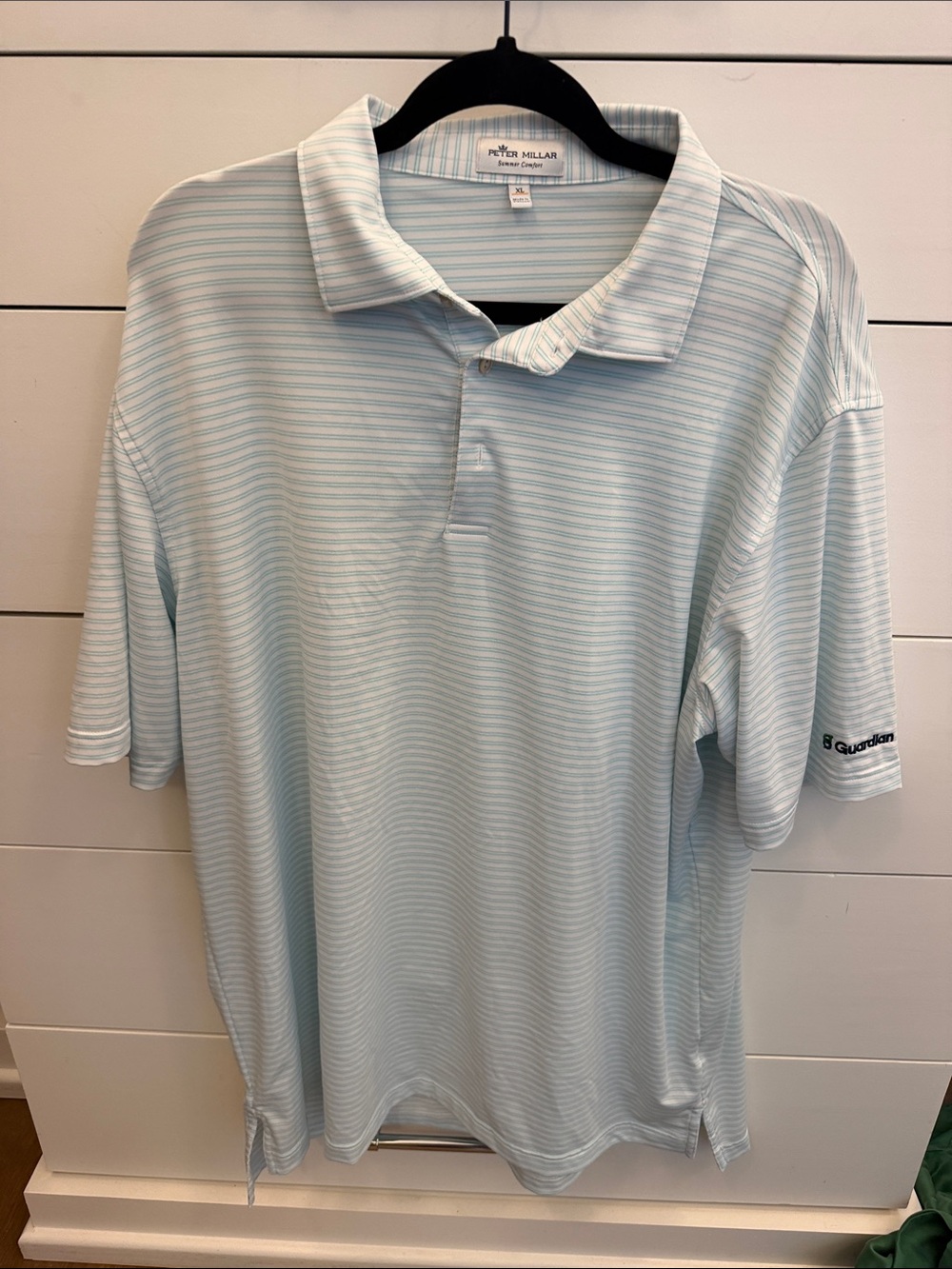 Peter Millar Light Blue & White Striped Polo